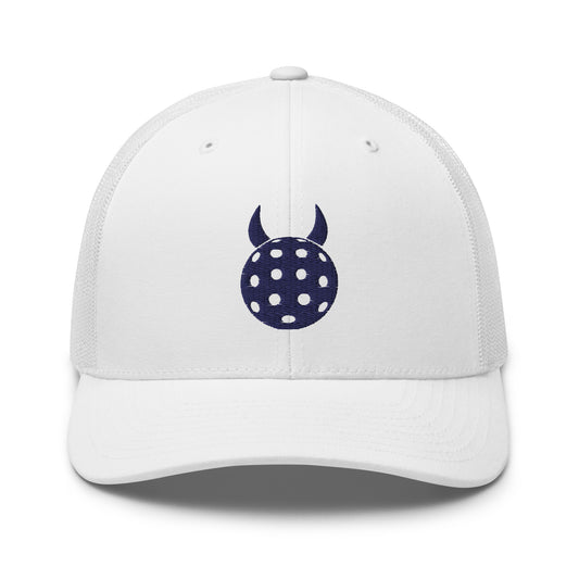 Bad Ball Trucker Hat - White - Navy Ball